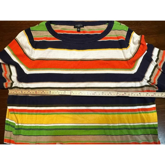 Talbots Women 2X Colorful Striped Pullover Sweater Top Fun Artsy Art to Wear - Picture 4 of 13